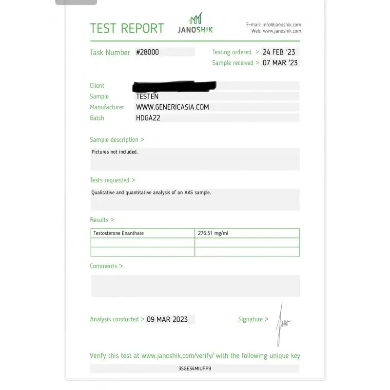 Lab Test Results - Testosterone Enanthate